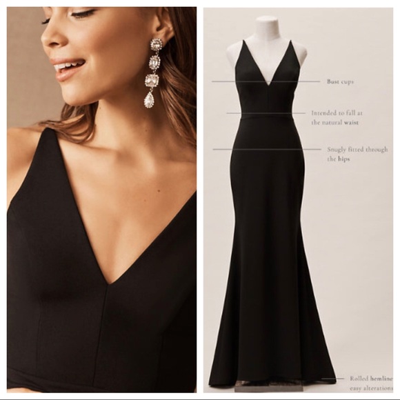 NEW BHLDN Black Jones V-Neck Crepe Maxi Dress Z425-4 - Picture 2 of 2
